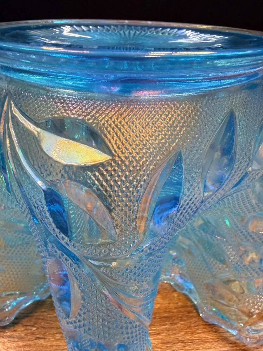 1980s WESTMORELAND Blue Iridescent Vase
